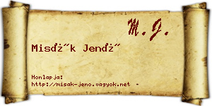 Misák Jenő névjegykártya